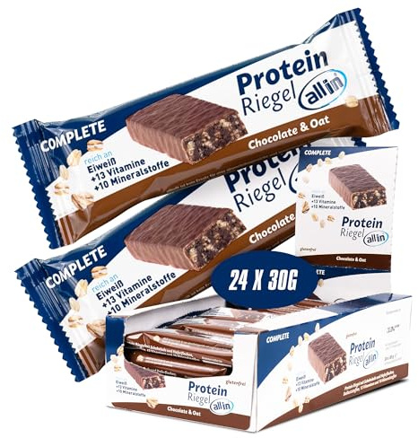 all in® COMPLETE Protein Riegel Chocolate & Oat 24x 30g - Eiweiss Protein Snack mit Schokolade und Haferflocken Mahlzeitenersatz Riegel | Fitness Food Food Replacement Fitness Snacks