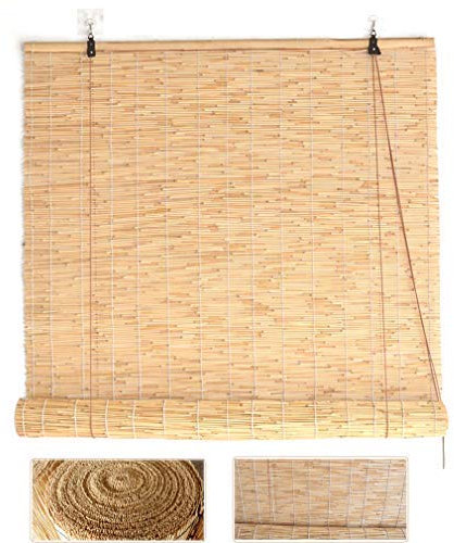 Zlovne Reed Vorhang,Bambusrollo,Bambus Rollo Home Sonnenschutz,Hauptdekorationen,Handgewebt Sichtschutz Rollos,Bambus Raffrollo Natur,für Den Außenbereich/Patio/Tür,Anpassbar (50x60cm/20x24in)