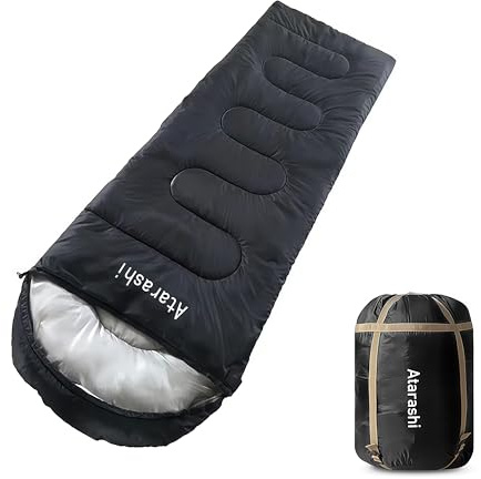 Atarashi Camping Sleeping Bag- 4 Seasons for Adults, Light, Warm, Extra-Large with Compression Sack- Great for Hiking, Backpacking & Outdoor Adventures