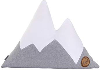 Idealer Pulverschnee Kissen Bergform Berg Dekokissen Zierkissen Fleecekissen grau weiß Fleece Geschenkidee (M)