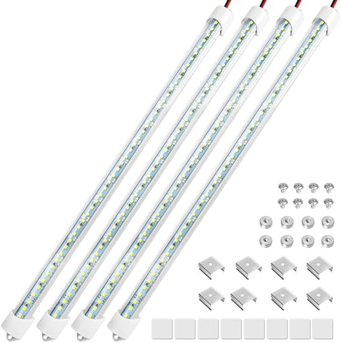 Linkstyle 12 V LED-ljusremsor med strömbrytare, 700 LM/6 500 K, LED-ljusremsor för bil, husbil, lastbil, husvagn, båt, garderob, 4 stycken