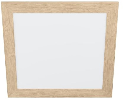EGLO LED Panel Piglionasso mit Holz Deko-Rahmen | Deckenlampe Holz in Hell-Braun, Küchenlampe, Bürolampe, LED Flurlampe Decke neutralweiß, L x B 50 cm