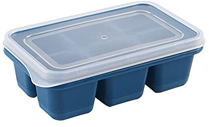 Moule à glaçons carré en silicone avec couvercle amovible, bac à glaçons à démouler facilement et flexible, 6 glaçons résistants aux déversements, durable, empilable et passe au lave-vaisselle