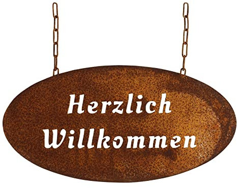 Rost Hängeschild Herzlich Willkommen Edelrost Gartendeko Metall Schild