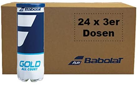 Babolat Gold All Court Tennisbälle - X3 Karton 72 Bälle - 24x3er Dosen - Tennisball für Erwachsene Tennisspieler und Tennisballs für Tennis Trainer