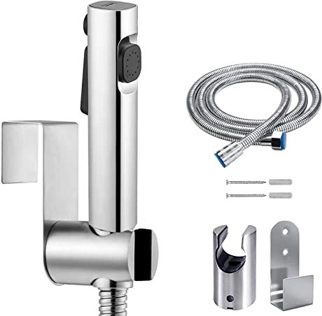 Bidet Handbrause Set, Dual-Jet-Düse, ABS-Kunststoff-Sprühgerät mit 59-Zoll-Schlauch und Halterung für Dusche Badezimmer Hygiene Toilettenpapier Windelreinigung