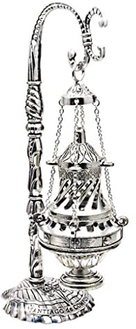 Quemador de incienso vintage con tapa, incensario de iglesia con cadena, adorno de mesa L