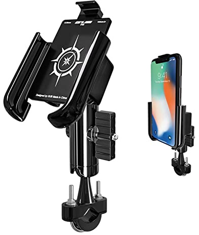 AGEofDMS Metall Handyhalterung Motorrad, Fahrrad Handy Halterung Lenker, Anti-Dieb 360 Drehung, Kompatibel mit iPhone 14 Pro, Samsung, Huawei und 4,7-7,1 Zoll Smartphone