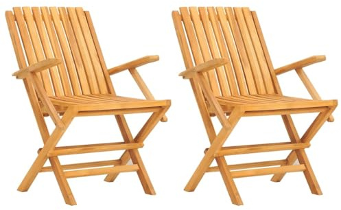 vidaXL Klappstühle, 2 Stück, 61 x 67 x 90 cm, Massivholz Teak