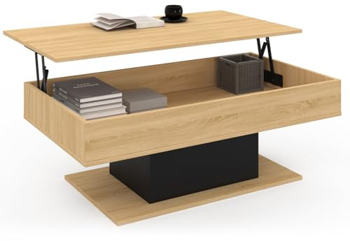 IDMarket – Mesa Baja Rectangular Eden Madera y Negro