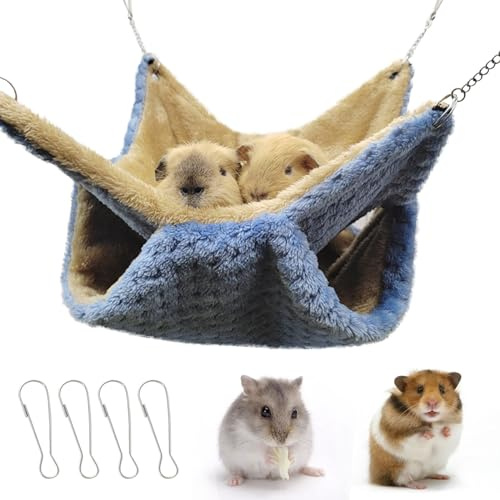 Yanmucy Rattenhängematte, doppellagig, Fleece, Meerschweinchen-Hängematte, Haus, warm, weich, Rattenhängematten für Käfig