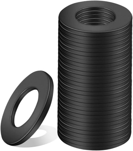 Nenull Unterlegscheiben M10 x 20mm Flache Distanzscheiben Schwarz 30 Stk | Karosseriescheiben Distanzscheiben Kohlenstoffstahl Dichtung Beilagscheiben für Reparaturen zu Hause Schrauben Gewindestange