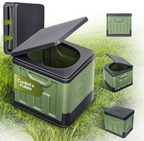 DMTIVMG Campingtoilette Mobile Kompakte Toilette 30 L Ltr mit max.Tragkraft bis 150kg recycelt Kunststoff PP 30x31.5x27CM Faltbar Toiletten für Outdoor Camping, Notfall, Zelten