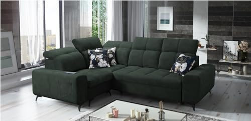 All4All Ecksofa Gilbert II 266X201cm - Schlaffunktion - Bettkasten - L-Form - Couch - Eckcouch - Schlafsofa - Sofaeck - Bett - Wohnlandschaft - Verstellbare Kopfstützen - Wawe 12 Links