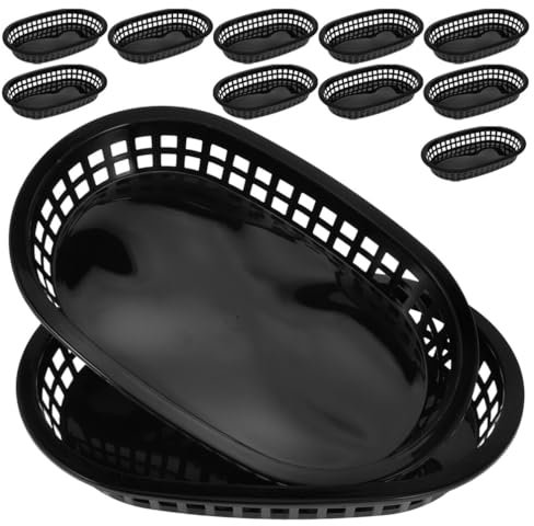 JECOMPRIS 24Pezzi per Fast Food Contenitori per Fritte e Hamburger Vassoi Decorativi per Snack e Frutta per Ristoranti Feste e Picnic Nero