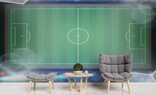 Fotomural Papel Pared Campo de fútbol 3D, 308 * 220cm Vinilos Impermeables Murales Adhesivos y Pegatinas de Pared para Decoración del Hogar la Salón Dormitorio Oficina