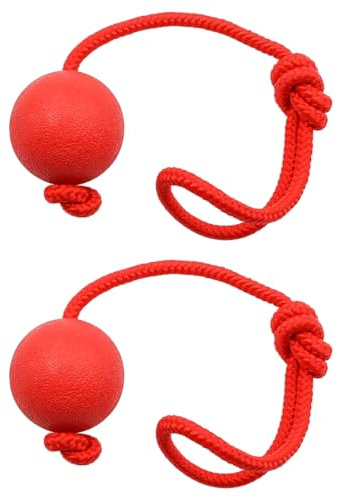 Sarini paket med 2 Elastisk hundspelsboll med rep, kastboll av naturgummi, hundboll med sladd, husdjursboll med rep för stora och små hundar, breda kast, fångst