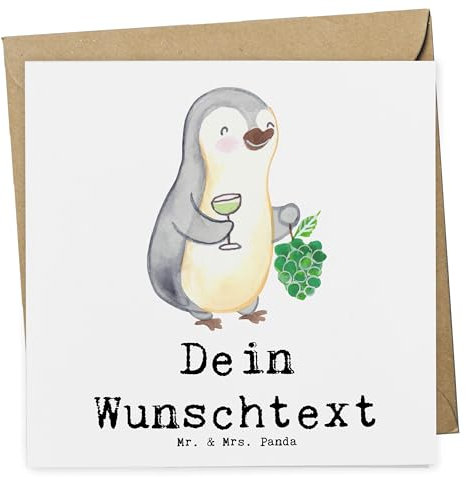 Mr. & Mrs. Panda Personalisierte Deluxe Karte Winzer Herz - Geschenke, Grußkarte Selber Drucken, Geburtstagskarte, Selbst Gestalten, Glückwunschkarte, Hochzeitskarte, Geschenk