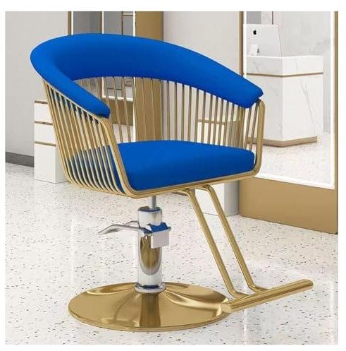 Friseurstuhl für Zuhause und professionellen Friseursalon – Friseurstuhl mit Dreh- und Hydraulikpumpe, verstellbarer Beauty-Styling-Stuhl (Blau 1)