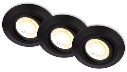 Briloner - Set di 3 faretti da incasso a LED 230V Alloggiamento riciclato al 50%, Dimmerabile, Orientabile, Ra90, Variazione della temperatura di colore, 68mm, 90x24mm (DxH), Nero