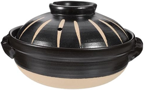 PHENOFICE 1l Ceramic Stew Pot Lid High-temperature Resistant Japanese Style Clay Hot Pot Cookware for Home Stove Use
