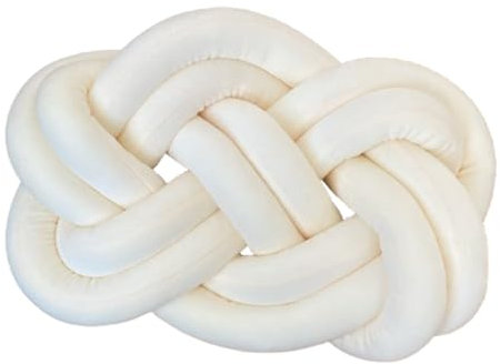 champracer Knotenkissen, Lammwolle, Knoten, Ballkissen, Knotenballkissen, handgefertigt, geknotet,Plüsch Kissen Ästhetische Zierkissen Kissen für Bett Sofa Couch Boden (Milchweiß,44x35 cm)