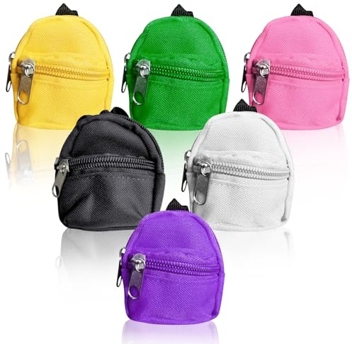 WANDGU Petit Sac à Dos de Poupée Sac: 6 Couleurs Dos à Glissière Mignon Mini Sac de Poupée, Mini Sacs à Dos, Mignon Sac à Dos à Glissière, Semblant De Jouer Au Sa c à Miniatures Sac pour Ornement