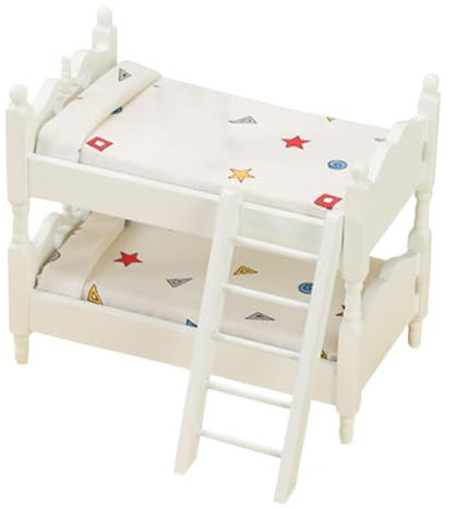 GLSTOY Miniatur Etagenbett Für Puppenhaus Mit Leiter Maßstab Realistische Nachbildung Schlafzimmer Dekoration Robust Und Langlebig