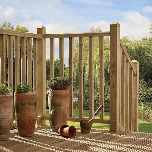 eDecks Square Handrail Newel Post - 85mm x 85mm x 1.2m - Pressure Treated - Pack of 8 - Heavy‑Duty Timber Newel Post for Garden Handrails, Decking Balustrades & Outdoor Building Landscaping