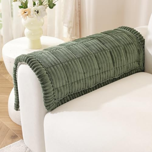 Sofa Armrest Covers, Backrest Covers, Pet-Friendly Couch Cover Furniture Protectors for Dogs, Corner Sofa Cover L Shape, Thick Soft Corduroy Sofa Pads Fuzzy Couch Cushions for Pets (Green,60x60cm)