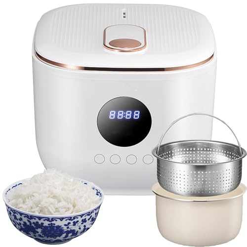 WUDLi Olla arrocera Low Sugar 3L, 5 Funciones, Baja en carbohidratos, 24hr Temporizador, 8hr Mantener Caliente, Blanco, Cesta de Vapor de Acero Inoxidable, fácil de Limpiar