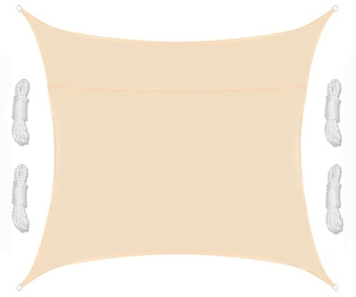 Generico Telo Ombreggiante Impermeabile 6x6m, Tenda a Vela Parasole Quadrato, Tessuto Oxford di Alta qualità, Vele Ombreggianti Rettangolare per Giardino, Balcone e Terrazza(Beige)