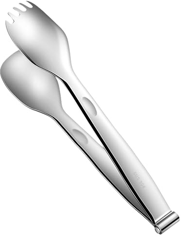 TOYANDONA Multi Functional Stainless Steel Tongs for Buffet Salad Removable Food Tool with Spoon Fork for Barbecues Parties Weddings Daily Use Non Slip Grip for Easy Handling