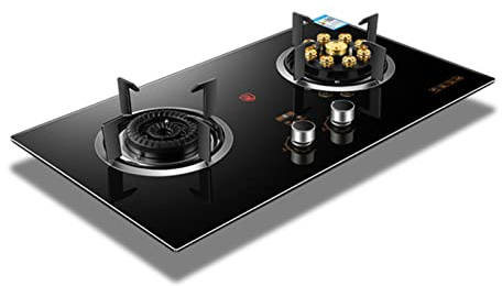 Gas Cooktop Stove Top 2-Burner Built-In Natural Gas Stove Cooker Tempered Glass Cooktop Stove LPG/NG Gas Cooker Strong Flame Gas Stove Kitchen Cooking