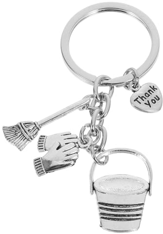 LIFKOME Housekeeping Cleaning Keychain Water Bucket Broom Charm for Staff Thank You Key Holder Housekeeper Keyring