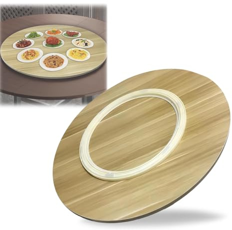 Plato giratorio de madera Lazy Susan, bandeja giratoria de 360° con rodamientos silenciosos, plato estable para cenas familiares, Ø70 cm