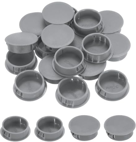 sourcing map Hole Plugs 50pcs 30mm(1-3/16-Inch) Plastic Plugs for Round Holes Flush Type for Furniture Cabinets Machines Hardware Fencing Post Pipe, Dark Gray