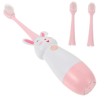 BIUDECO Brosse à dents électrique portable rechargeable pour enfant fille soins bucco-dentaires efficaces design ergonomique léger avec têtes couleur rose petit lapin adaptée aux enfants