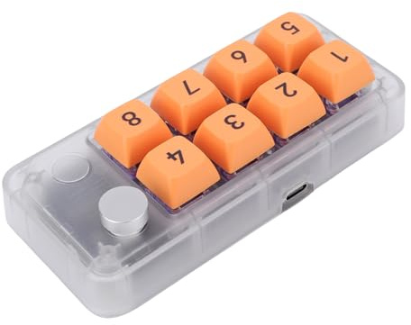 ASHATA Clavier Macro Programmable, Clavier Numérique USB C Filaire à 8 Touches avec échange à Chaud et 12 Modes D'éclairage, Raccourcis Personnalisables pour et OS (Transparent)