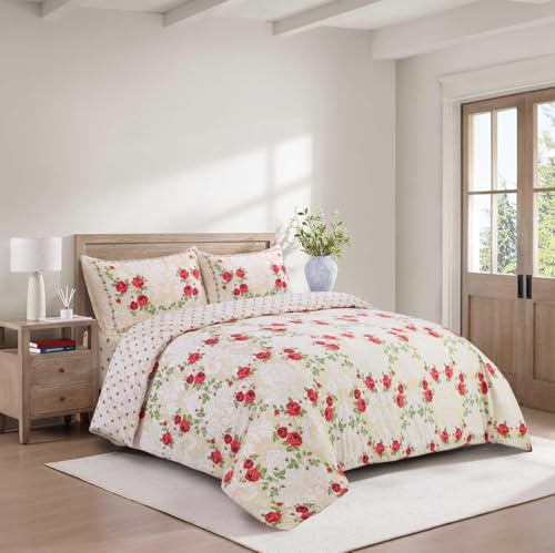 Hadi London Luxury 4 Piece Bedding Set – Duvet Cover, Fitted Sheet & 2 Pillowcases | Wrinkle-Free, Fade Resistant – Floral & Check Designs