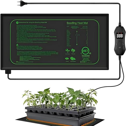 Lancoon Digitale Pflanzen Heizmatte mit Thermostat IP67 Wasserdicht 50W Keimling Wärmematte 25x52.5cm (9.84x20.67in) für Innengarten
