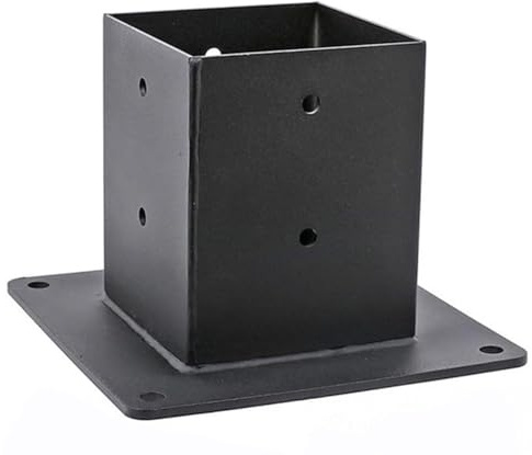 Base de Anclaje for Postes de Cerca de Madera Gruesa - Soporte de Poste de barandilla de Acero con Recubrimiento en Polvo for terrazas, pérgolas y pabellones - Negro(1pcs)