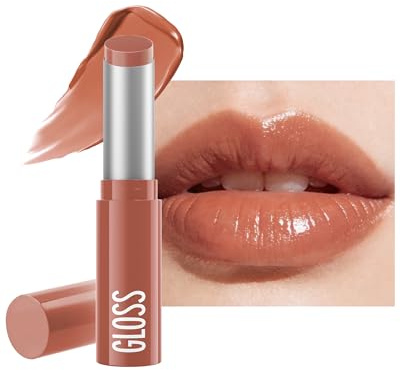 Brun Nude Rouge a Levre Hydratant Teinté, Glossy Baume a Levre pour Lèvres | Highly Pigmented Gloss Repulpant Levres, Douces et Pulpeuses, Longue Durée Légère & Confortable, Maquillage Lèvres Végan