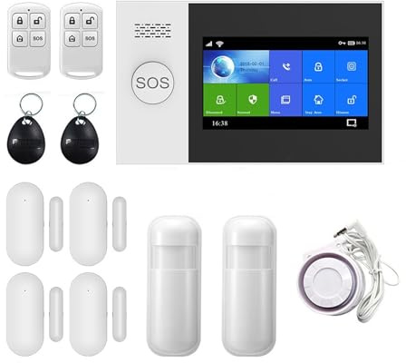 Di Allarme Sicurezza Antifurto Domestico GSM WIFI Wireless SMS Tuya Controllo APP Smart Life Con Supporti For Sensori Movimento Sistema Di Allarme Completo(D)
