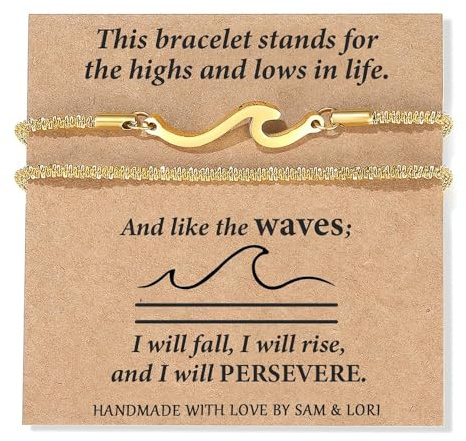 BKEPDY Bracelet Wave Femme Acier Inoxydable Bracelets Empilable Bracelets Réglable Avec des Cartes Inspirantes Bijoux Tendance Cadeaux pour Femme