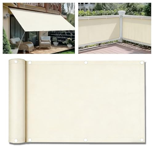 Tenda da Sole Parasole 6x6M Tenda Oscurante da Esterno, Vela Ombreggiante Impermeabile con Occhielli Rayos UV per Esterno, Giardino, Terrazza, Balcone - Bianco sporco