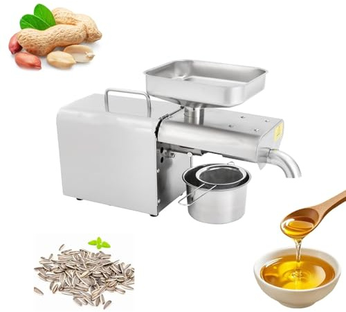 Pressa per olio di semi di lino, in acciaio inox, 1250 W, per la lavorazione di semi di lino, arachidi, canapa, perilla, semi di zucca, girasole, colza, sesamo, grado commerciale