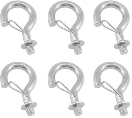 Grobo 6PCS Edelstahl Fragezeichen hängende Haken, M8 Schraubhaken mit Federschnalle für Decke hängende Hängematte, Sandsack, Kette, Markise