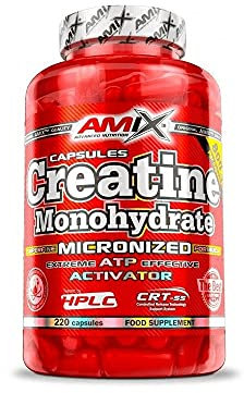 AMIX - Creatina Monohidratada - 220 Cápsulas - Complemento Alimenticio - Mejora el Rendimiento Físico - Ideal para Deportistas - 100% Micronizada - Proteína Masa Muscular