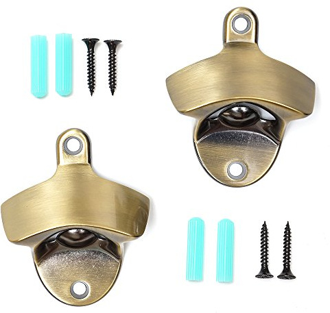 DIYI Retro Wall Mounted Bottle Opener Zinc Alloy with Free Stainless Steel Mounting Screws - Green Bronze